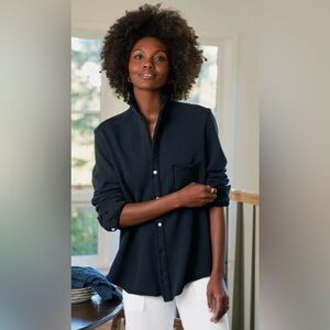 Frank & Eileen Triple Fleece Eileen Button Down Sweatshirt Navy NWOT